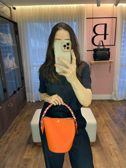 Longchamp Épure Bucket Laranja + Lenço