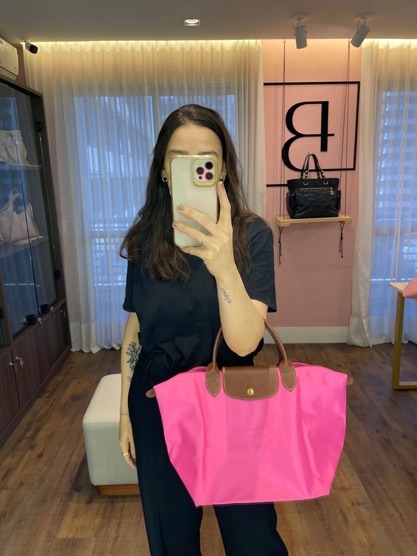 Longchamp Le Pliage Top Handle Rosa