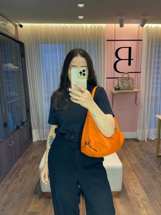 Salvatore Ferragamo Leather Shoulder Bag Laranja