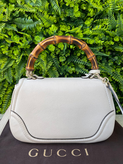 Gucci Calfskin New Bamboo Top Handle Branca