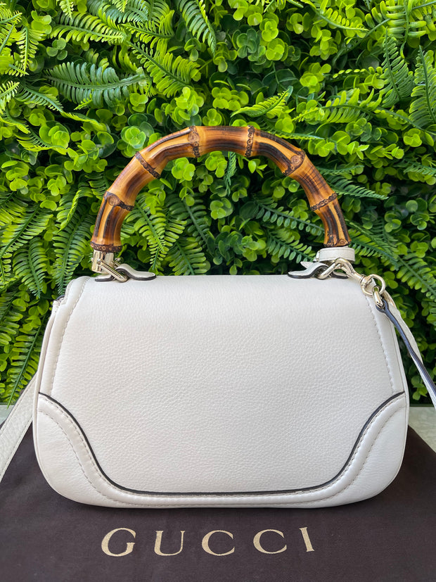 Gucci Calfskin New Bamboo Top Handle Branca