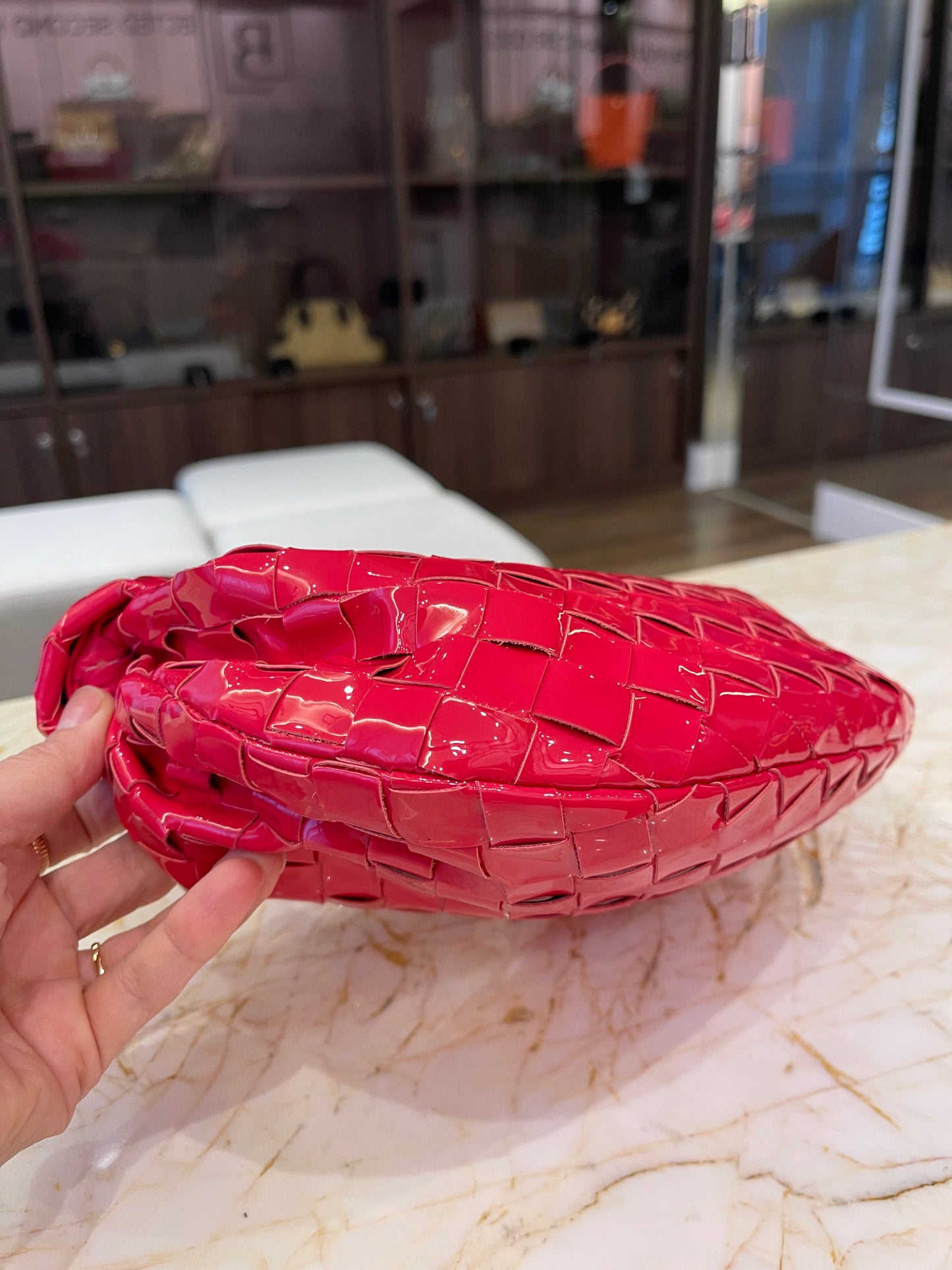 Bottega Veneta Mini Jodie Verniz