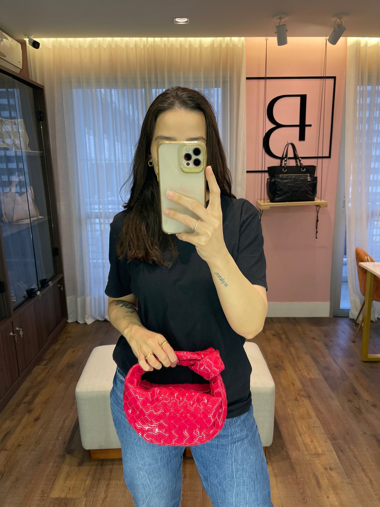 Bottega Veneta Mini Jodie Verniz