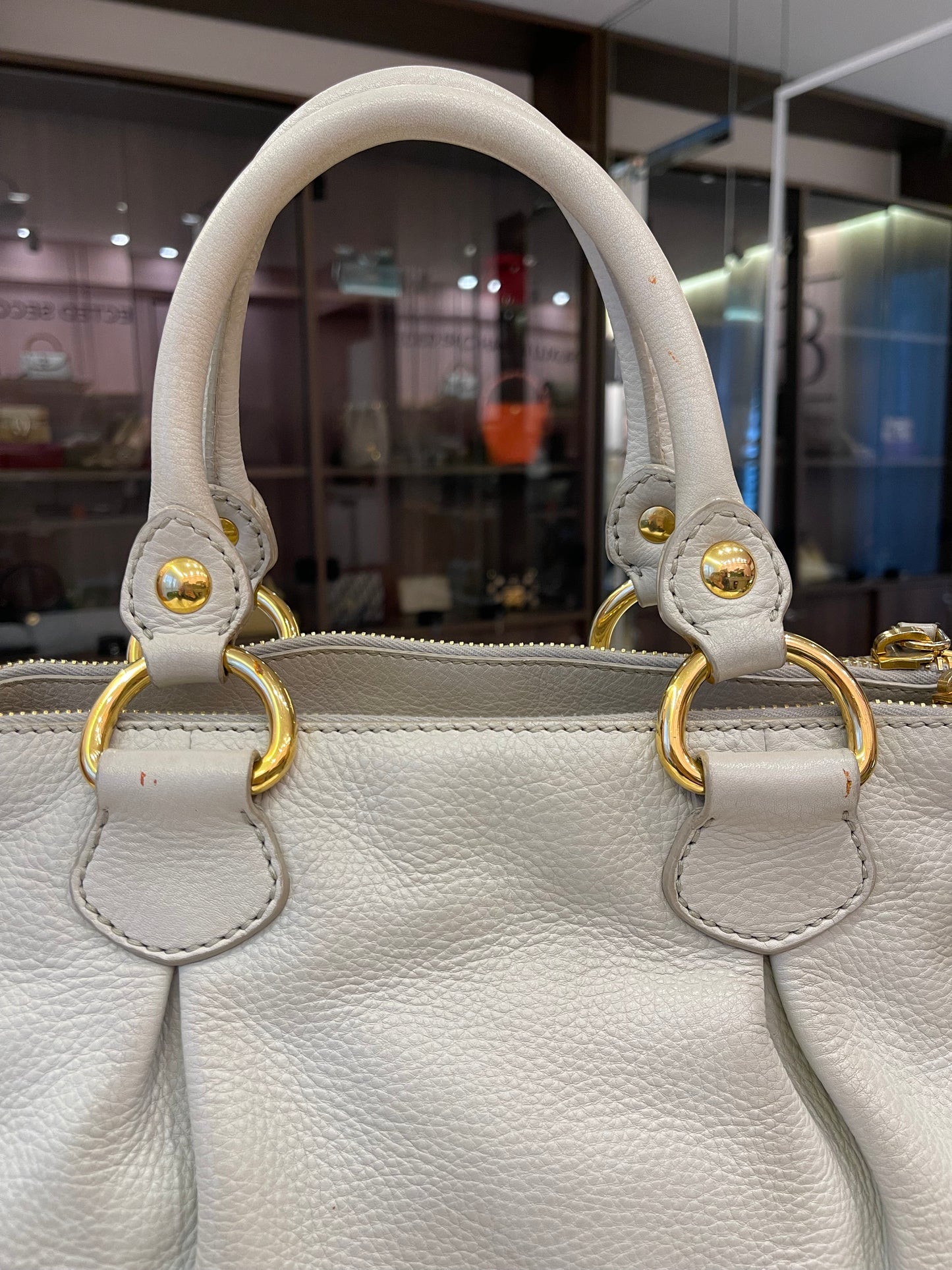Miu Miu Taupe Leather Bege