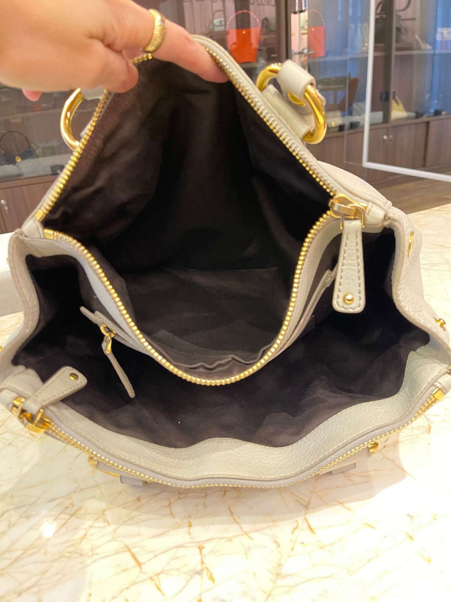 Miu Miu Taupe Leather Bege
