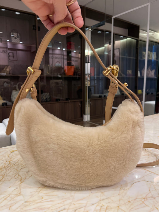 Prada Arqué Shearling Shoulder Bag