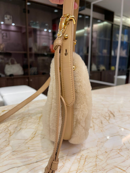 Prada Arqué Shearling Shoulder Bag