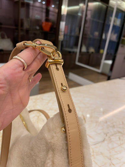 Prada Arqué Shearling Shoulder Bag