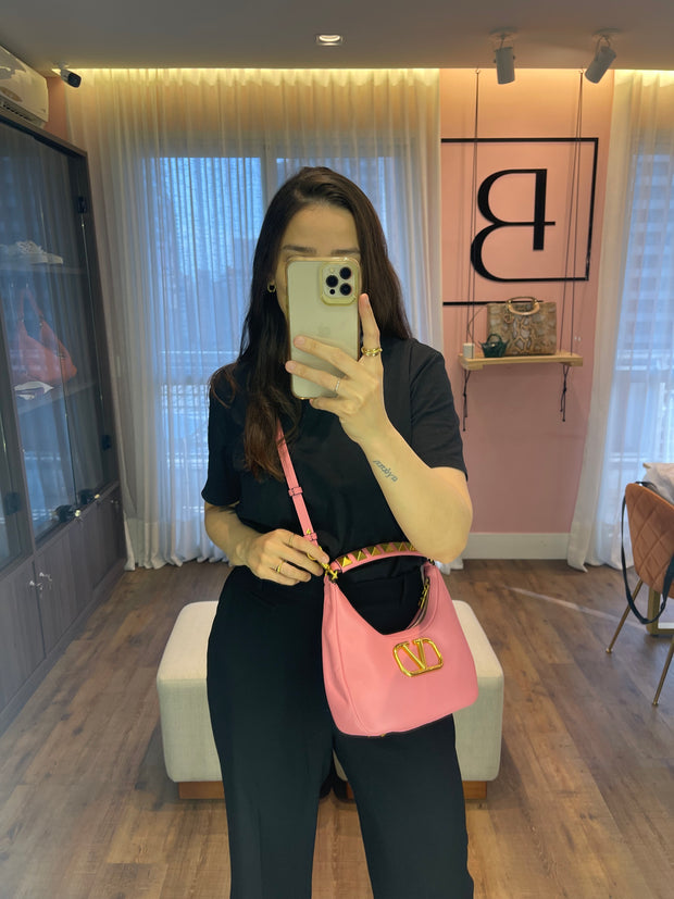 Valentino Garavani Stud Sign Hobo Rosa