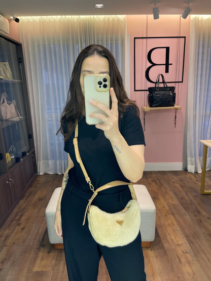 Prada Arqué Shearling Shoulder Bag