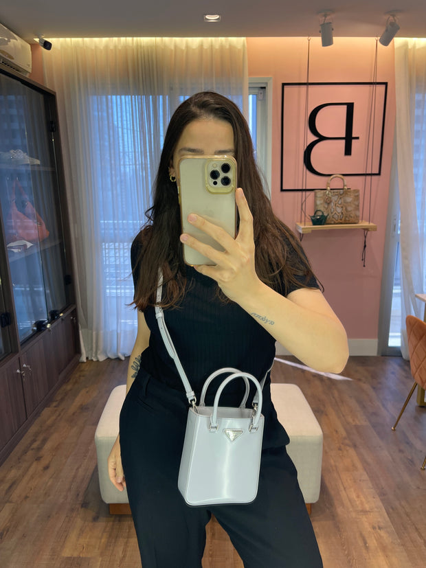 Prada Plaque Tote Cinza