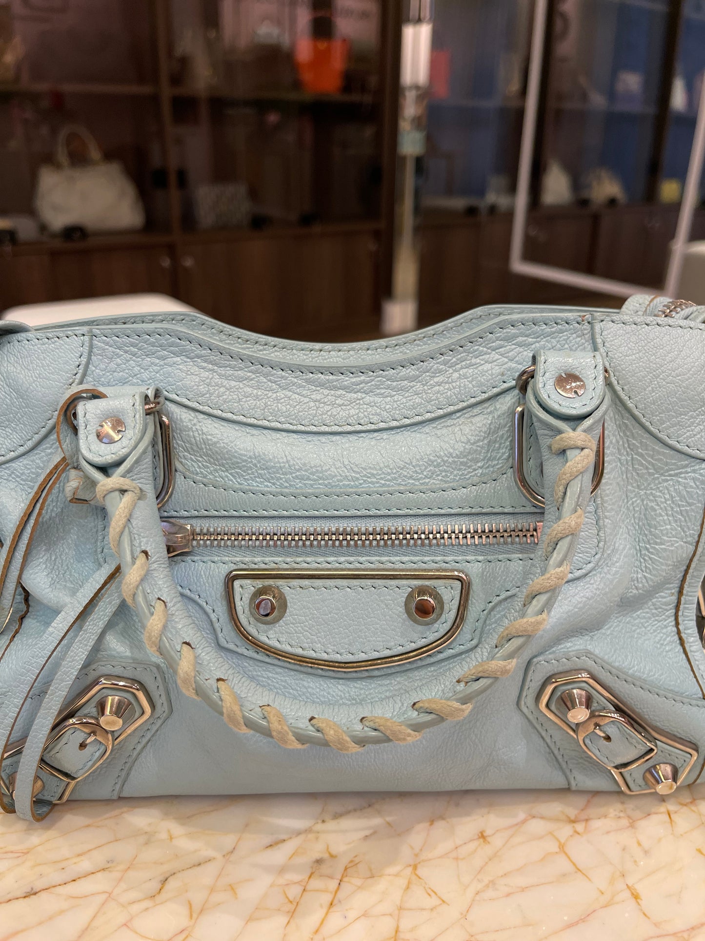 Balenciaga Classic City em Couro Azul