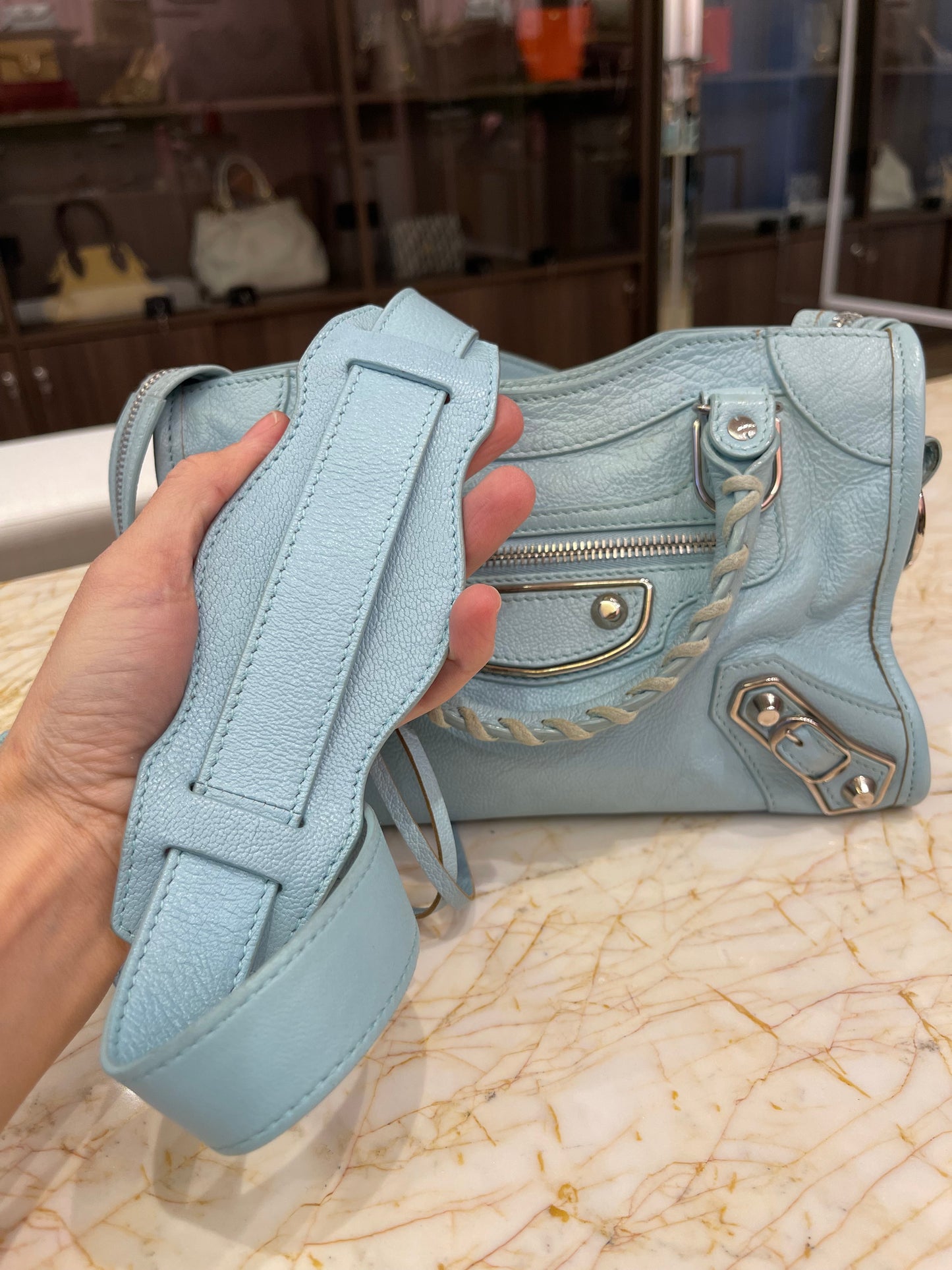 Balenciaga Classic City em Couro Azul