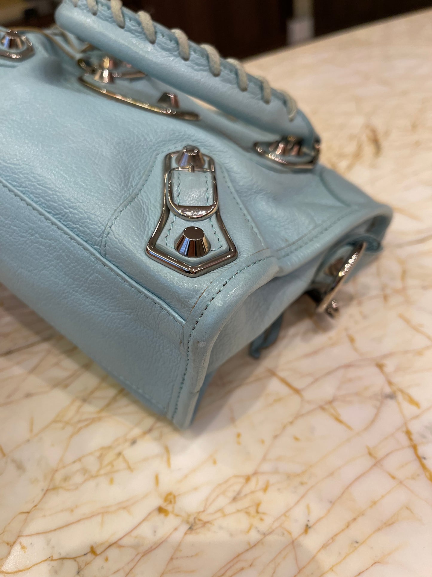 Balenciaga Classic City em Couro Azul