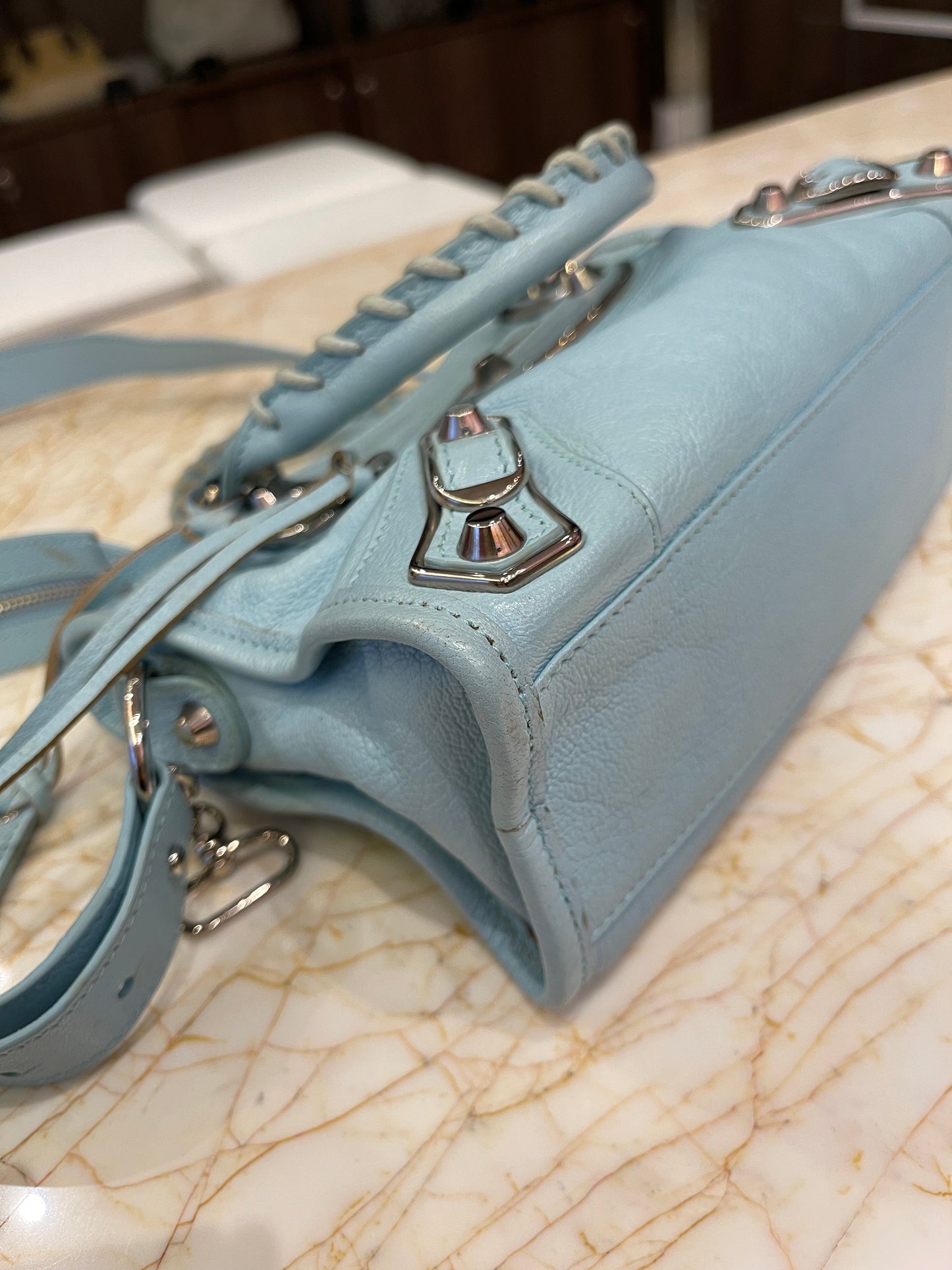 Balenciaga Classic City em Couro Azul