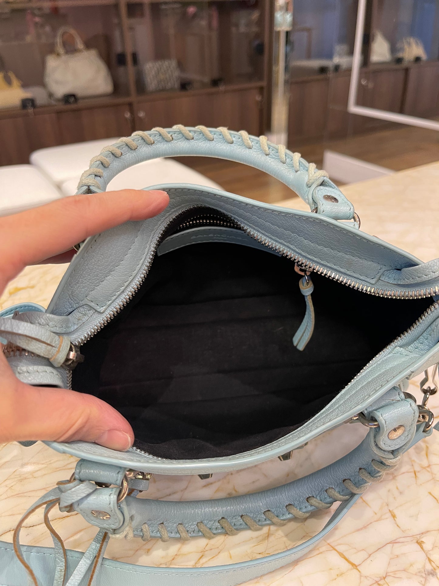 Balenciaga Classic City em Couro Azul