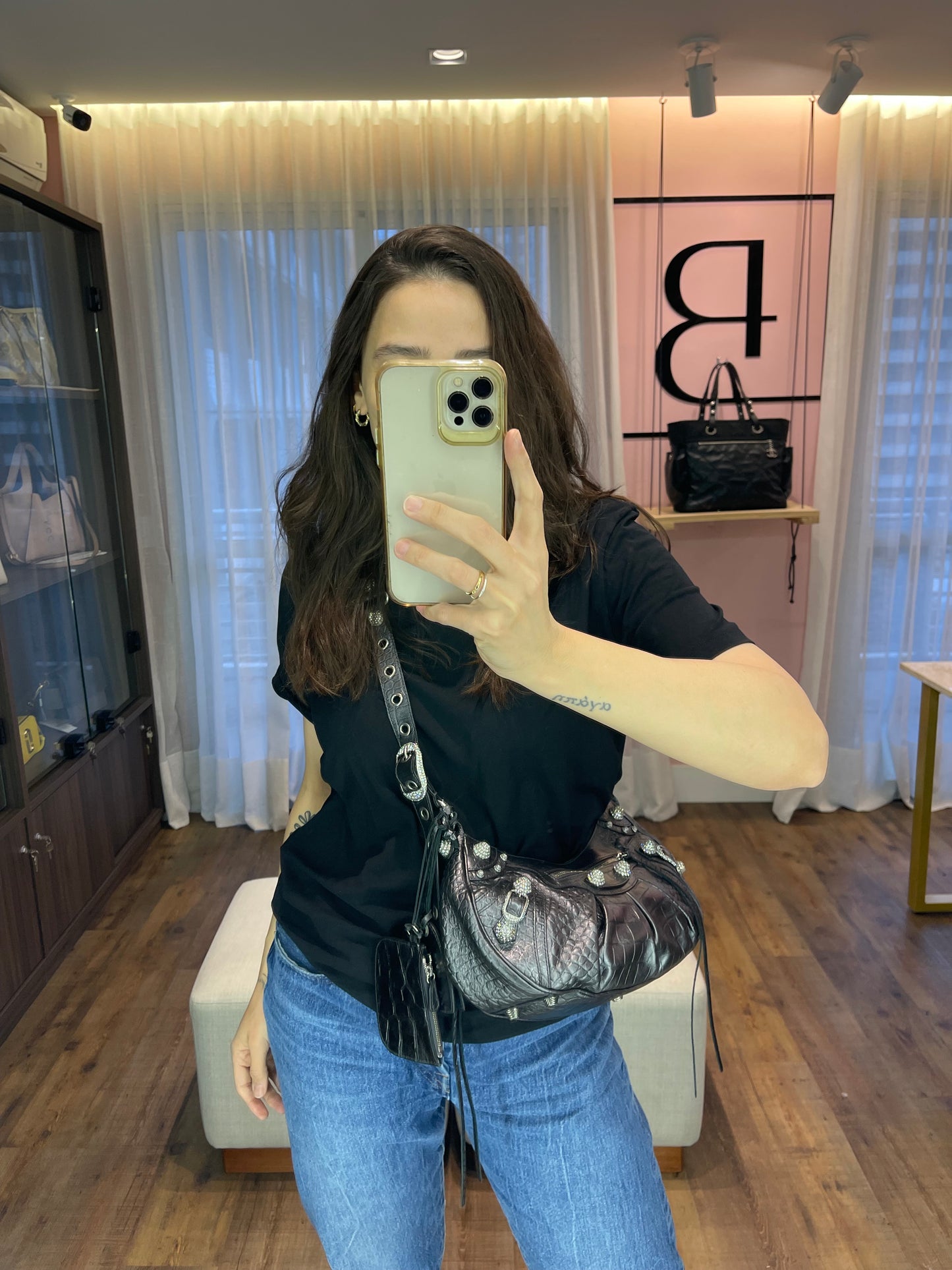 Balenciaga Le Cagole em Couro Preto