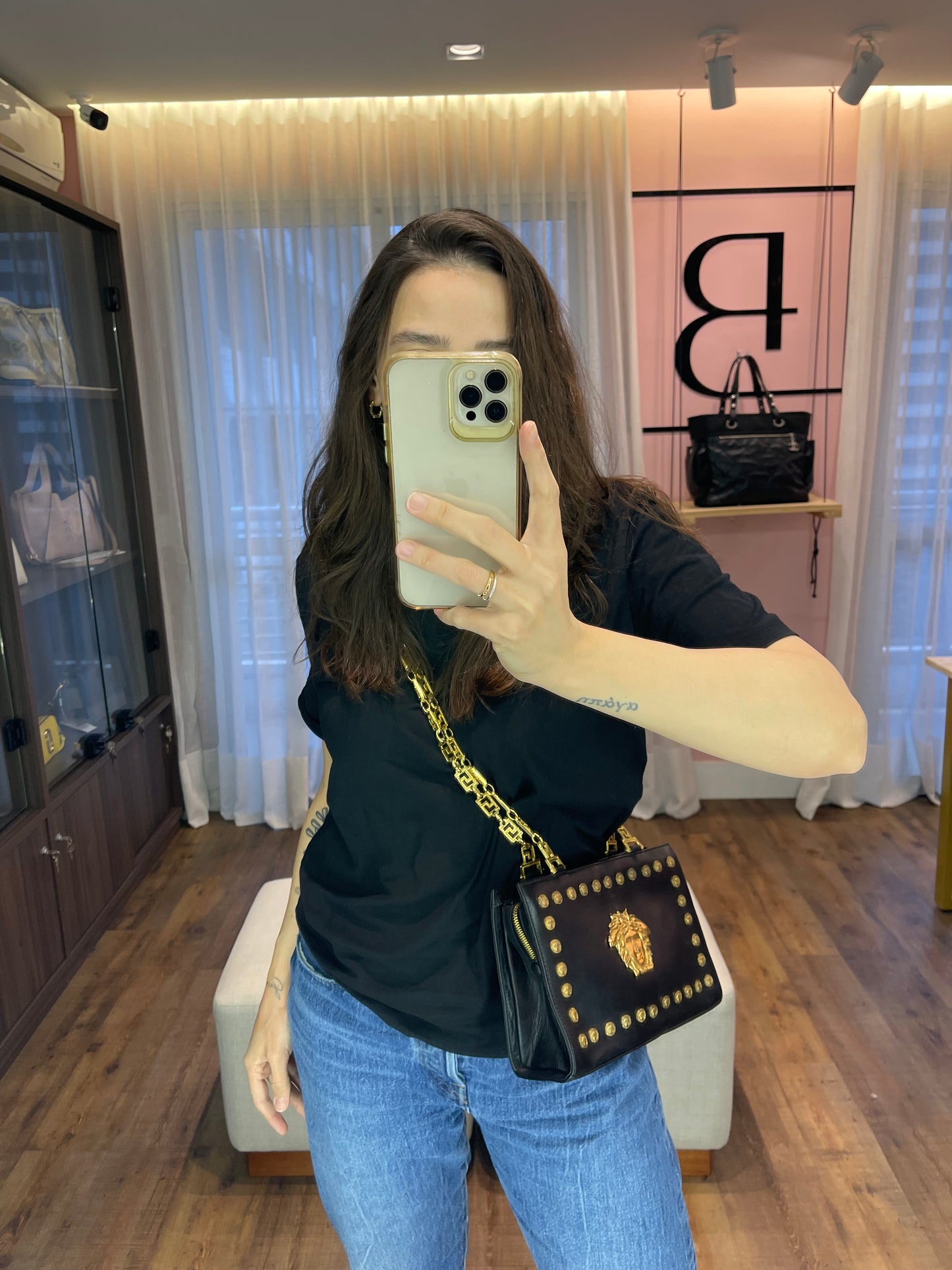 Gianni Versace Medusa Leather Preto