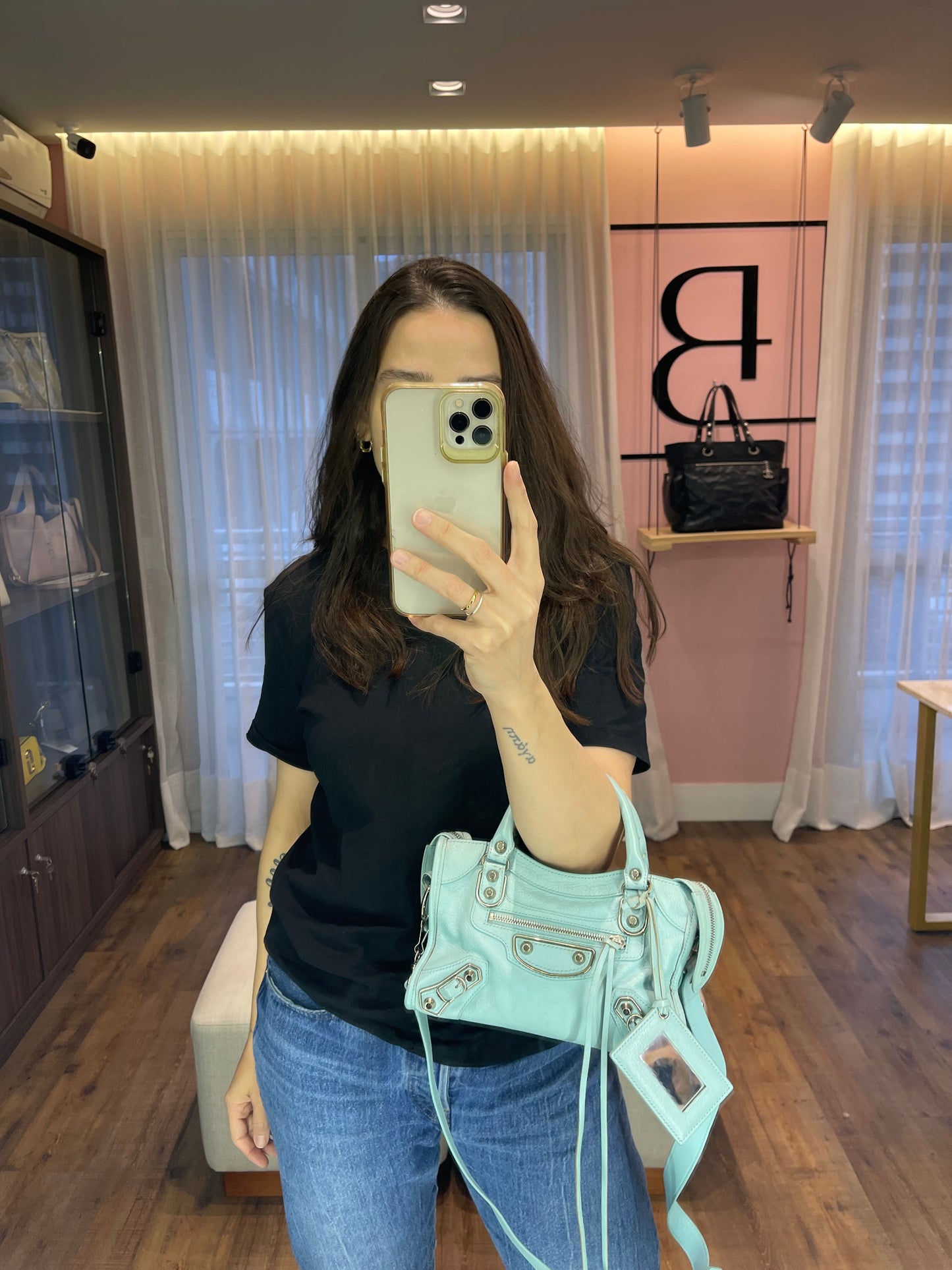 Balenciaga Classic City em Couro Azul