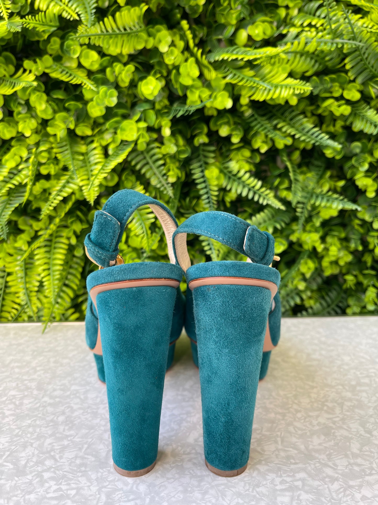 Peep Toe Prada Suede Verde