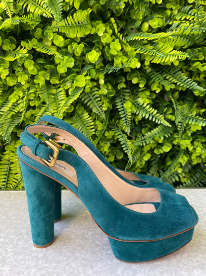 Peep Toe Prada Suede Verde