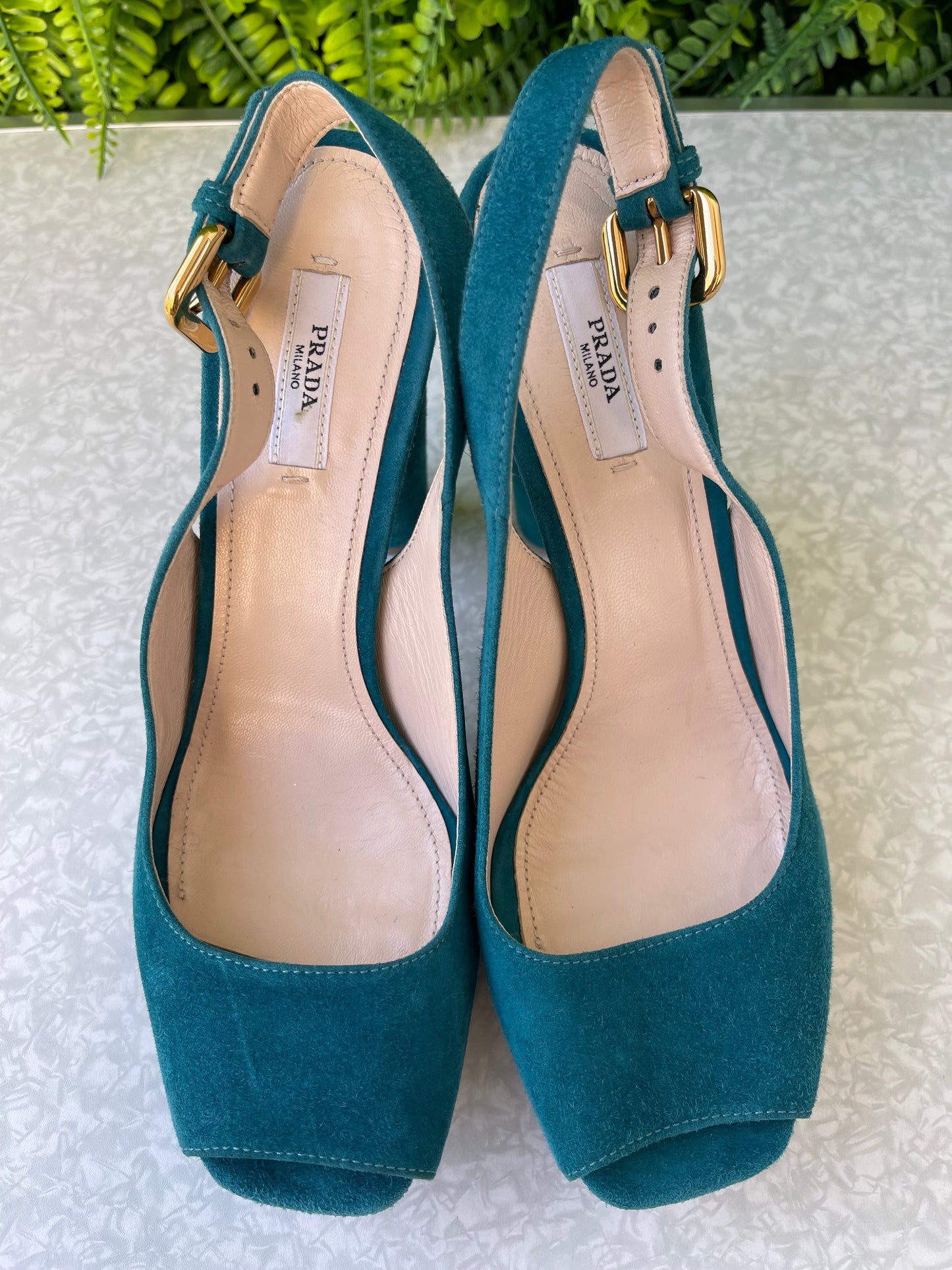 Peep Toe Prada Suede Verde
