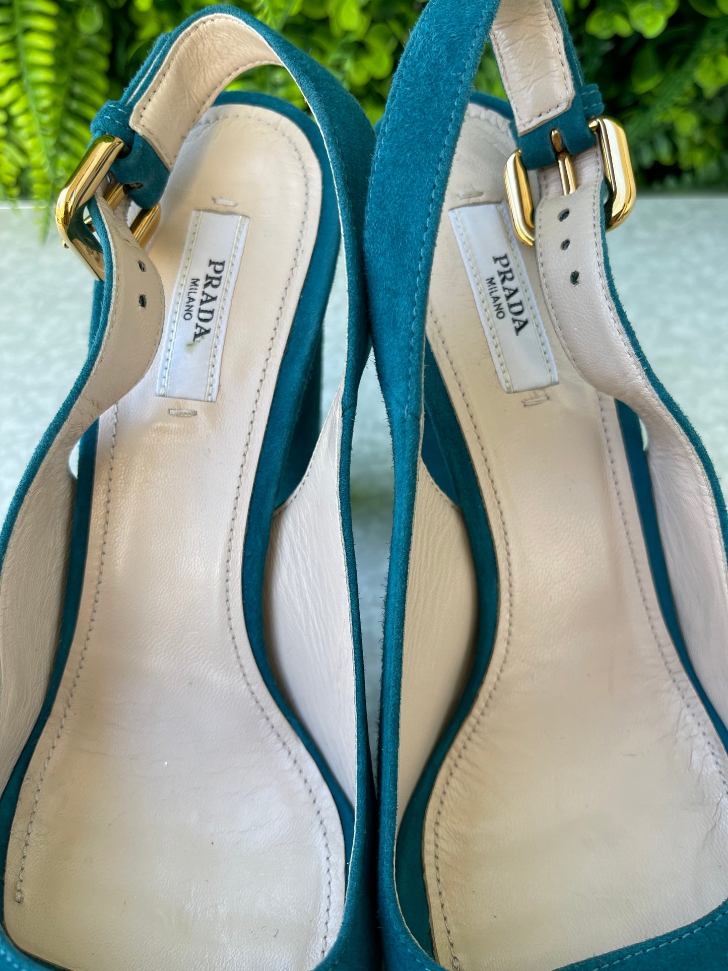 Peep Toe Prada Suede Verde