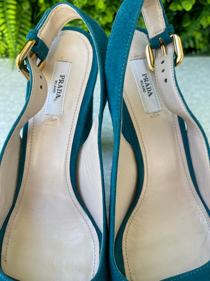 Peep Toe Prada Suede Verde