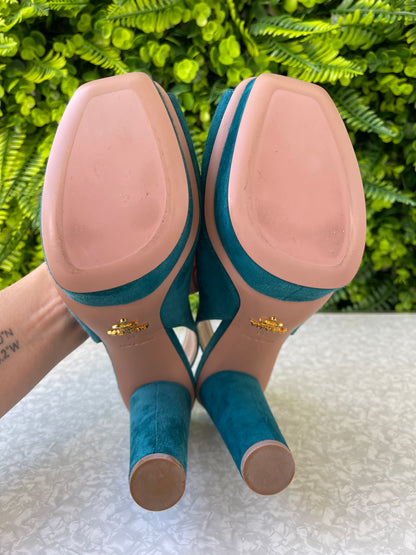 Peep Toe Prada Suede Verde