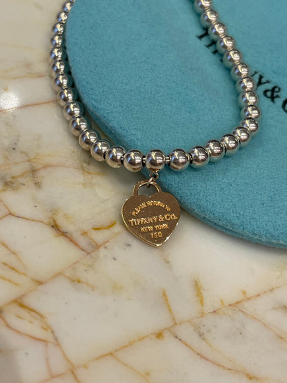 Pulseira Tiffany & Co Heart em Prata e Ouro Rosê