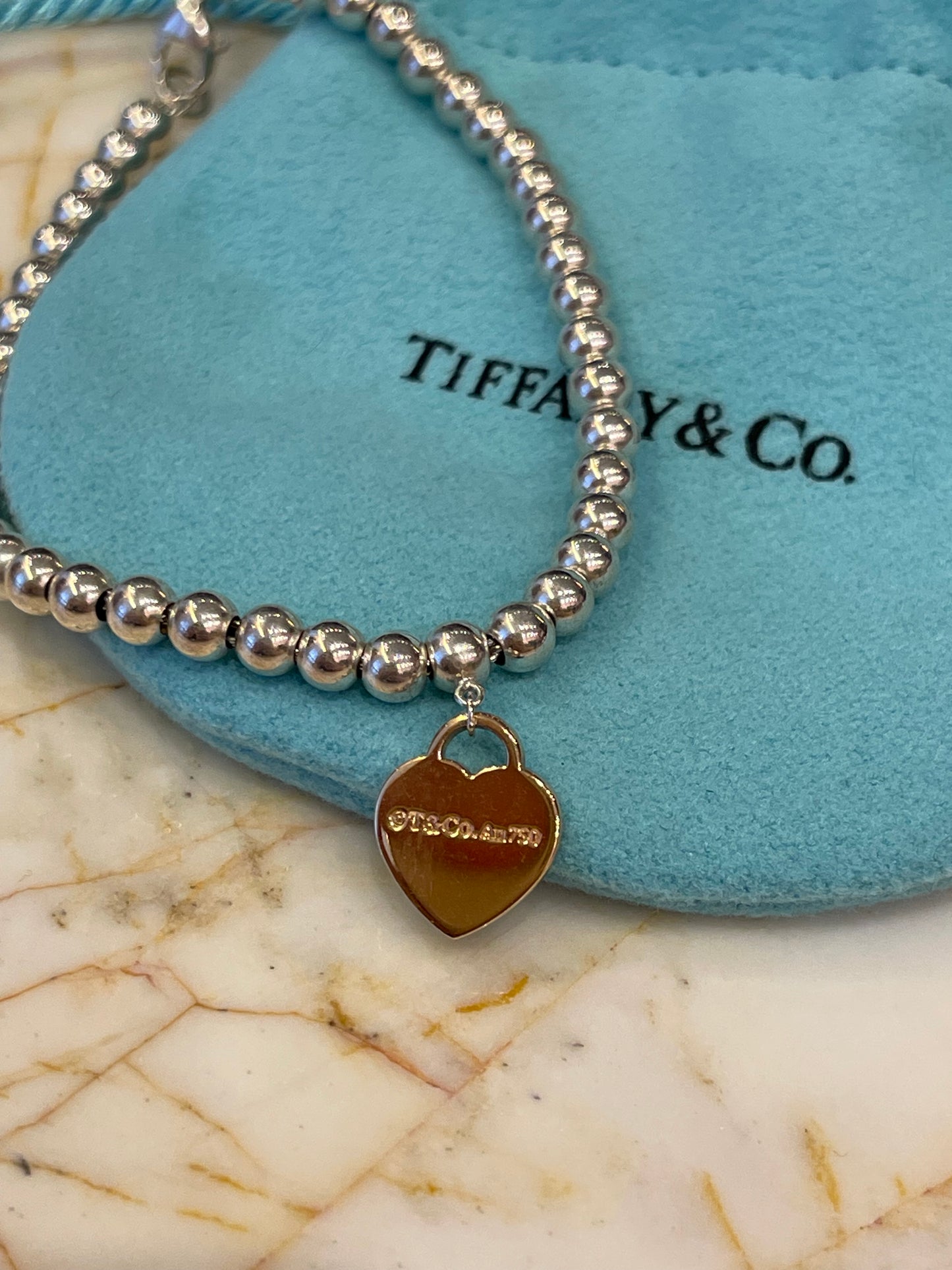 Pulseira Tiffany & Co Heart em Prata e Ouro Rosê