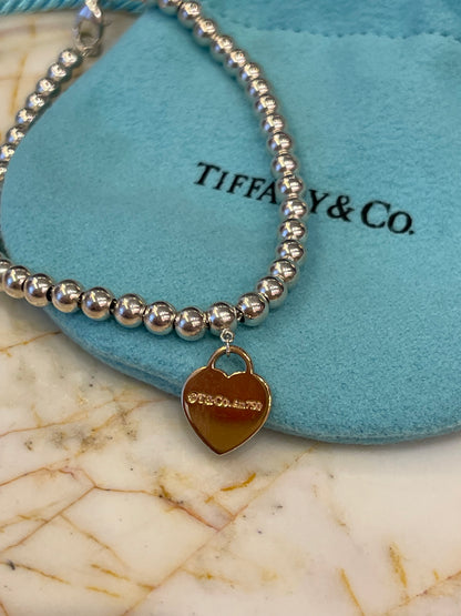 Pulseira Tiffany & Co Heart em Prata e Ouro Rosê