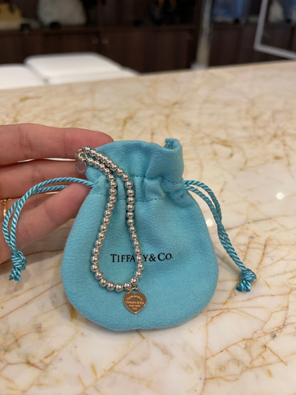Pulseira Tiffany & Co Heart em Prata e Ouro Rosê