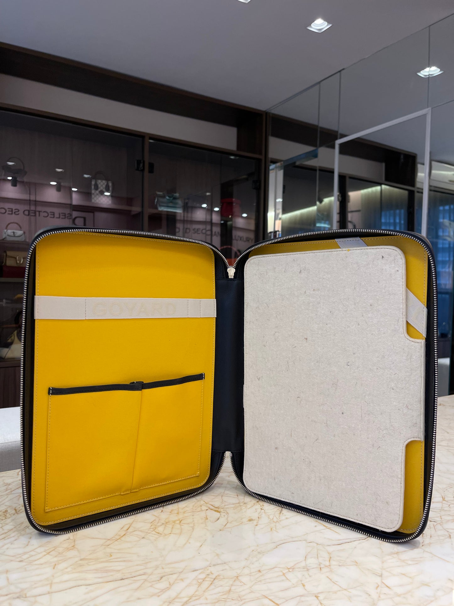 Pasta Goyard em Couro Goyardine Preto