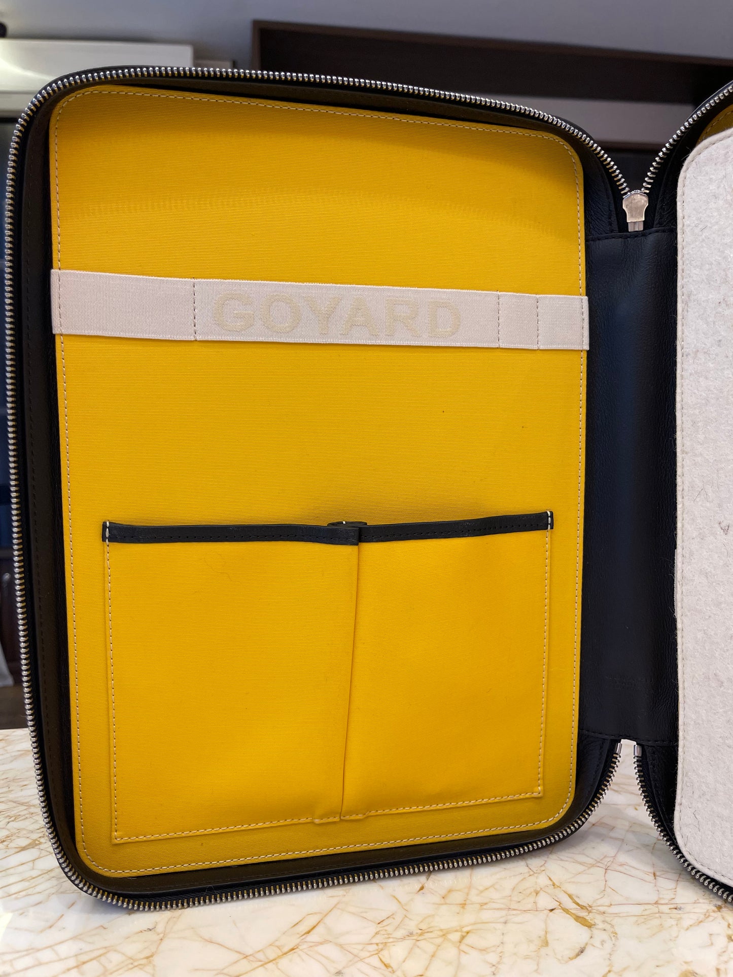 Pasta Goyard em Couro Goyardine Preto