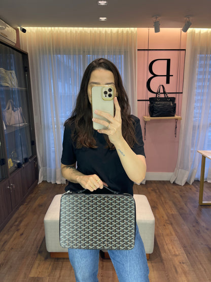Pasta Goyard em Couro Goyardine Preto