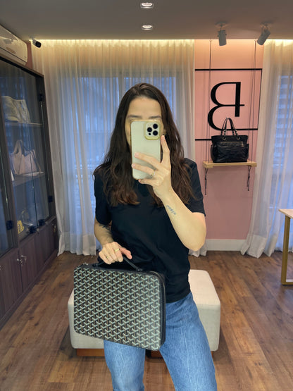 Pasta Goyard em Couro Goyardine Preto