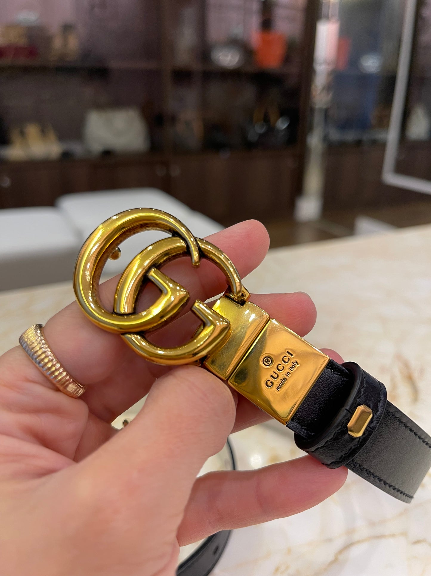 Cinto Gucci Marmont Reversível