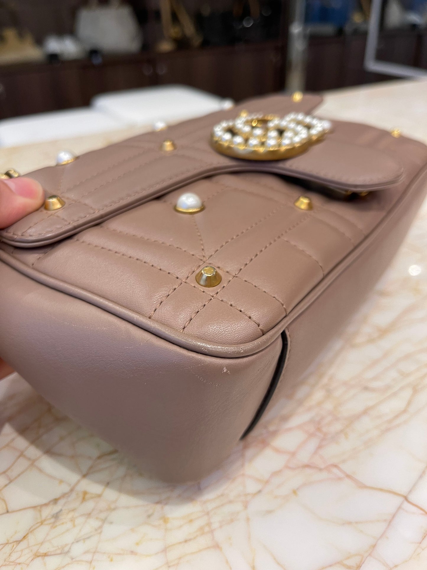 Gucci GG Marmont Pérolas Capuccino