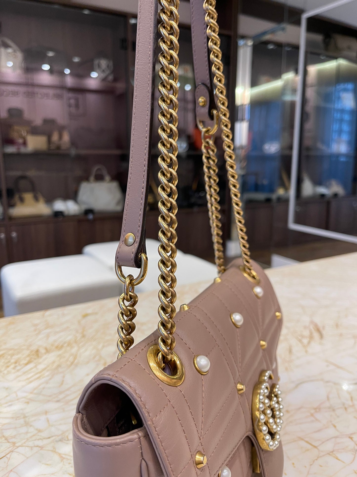 Gucci GG Marmont Pérolas Capuccino