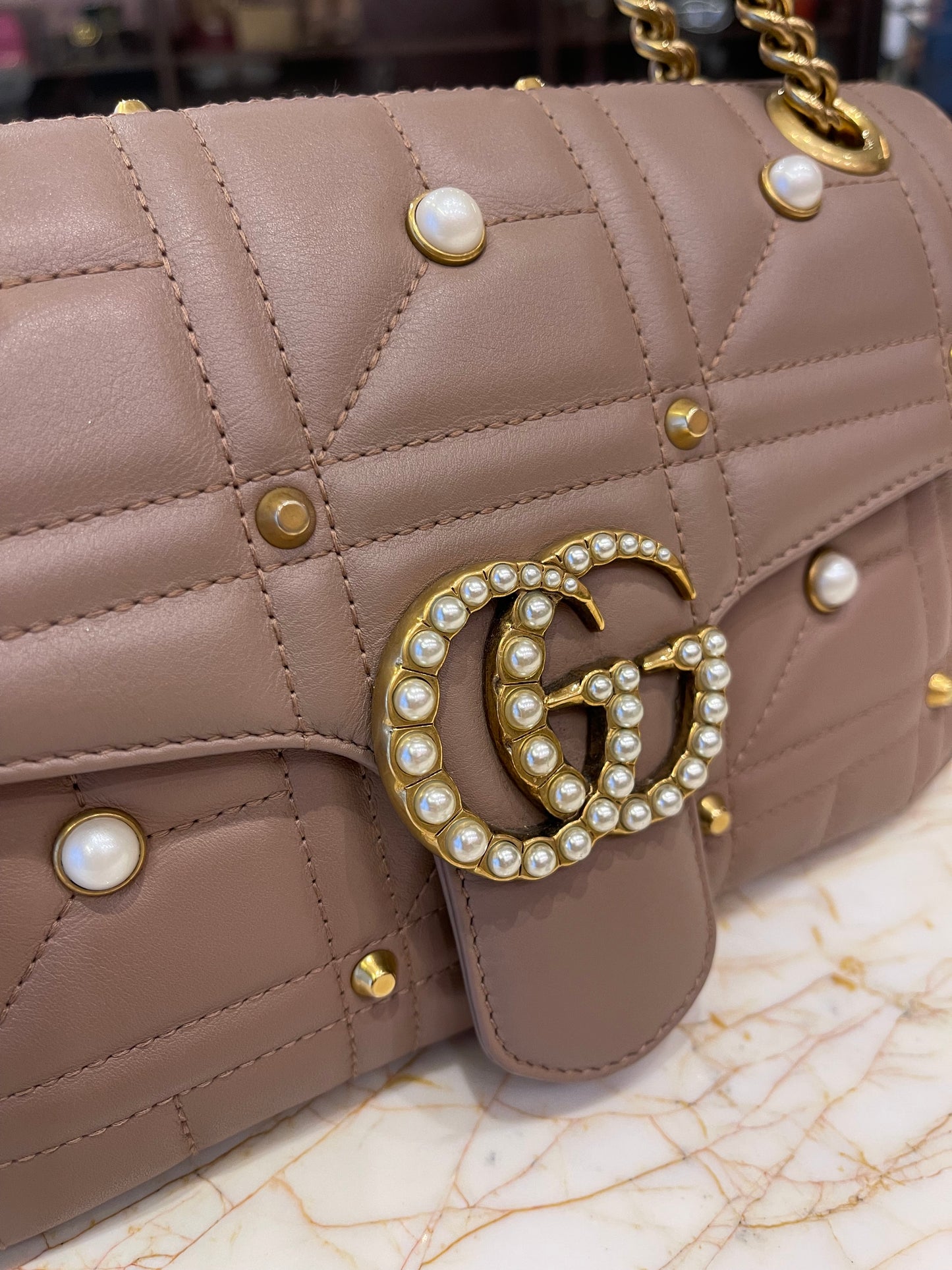 Gucci GG Marmont Pérolas Capuccino