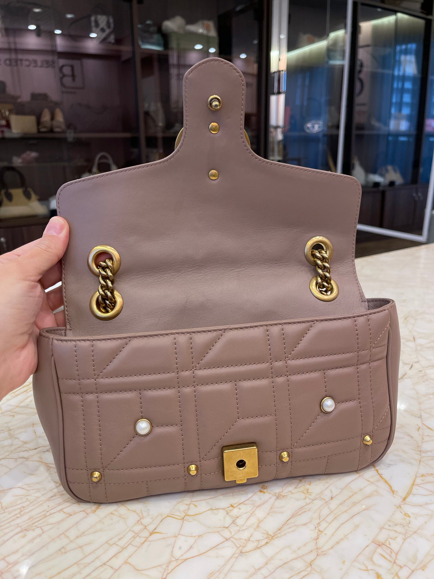 Gucci GG Marmont Pérolas Capuccino