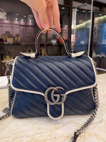 Gucci GG Marmont Matelassê Azul Marinho