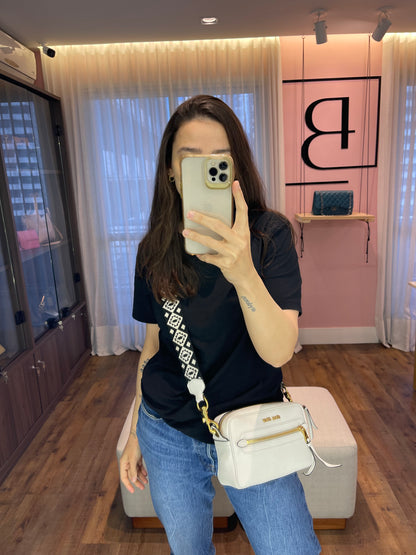 Miu Miu Madras Camera Bag em Couro Branco