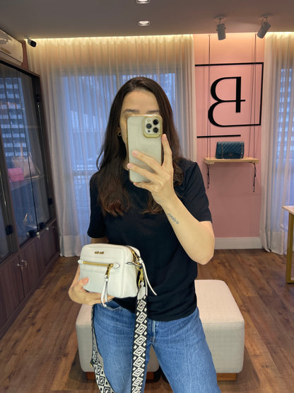 Miu Miu Madras Camera Bag em Couro Branco