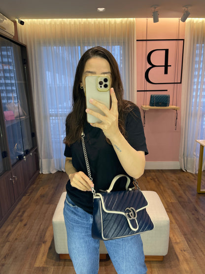 Gucci GG Marmont Matelassê Azul Marinho
