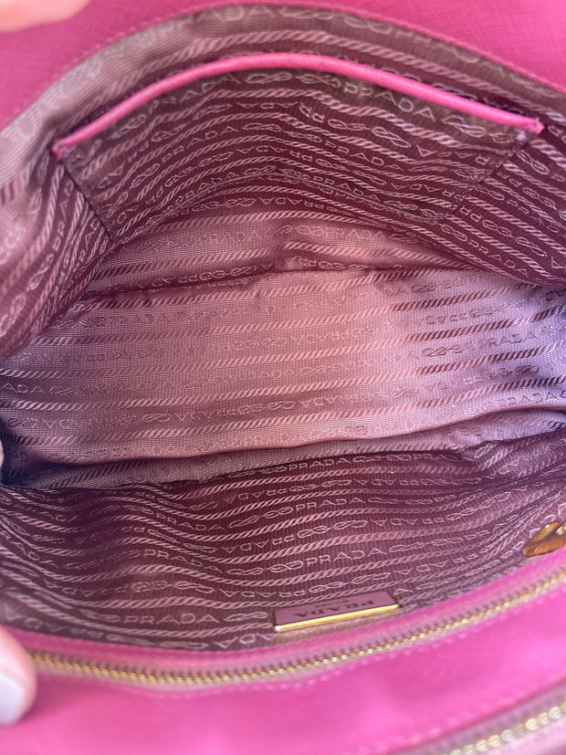 Prada Galleria Couro Saffiano Small Rosa