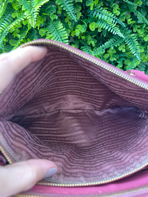 Prada Galleria Couro Saffiano Small Rosa