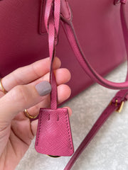 Prada Galleria Couro Saffiano Small Rosa