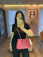 Prada Galleria Couro Saffiano Small Rosa